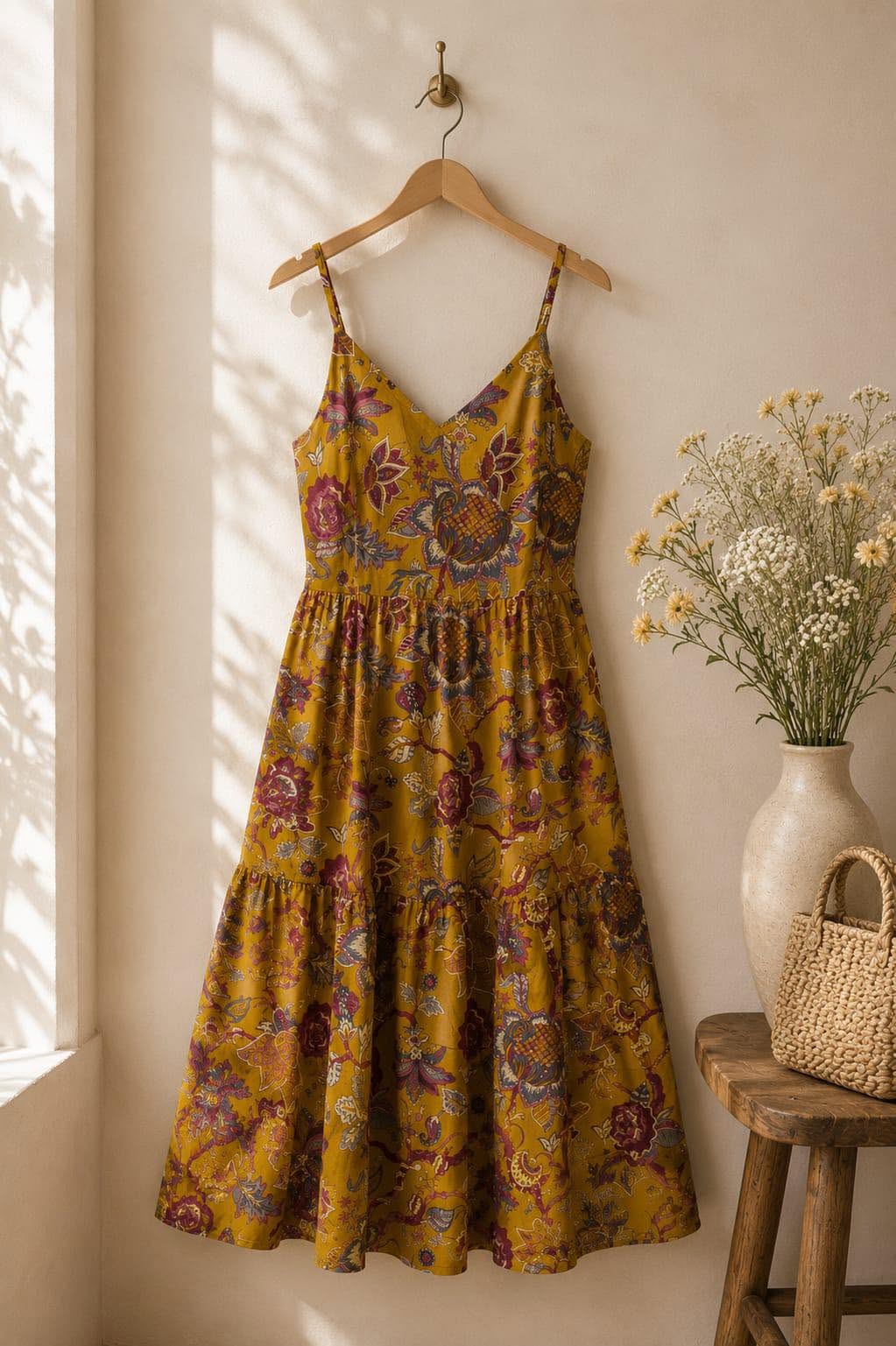 Golden Garden Cotton Dress