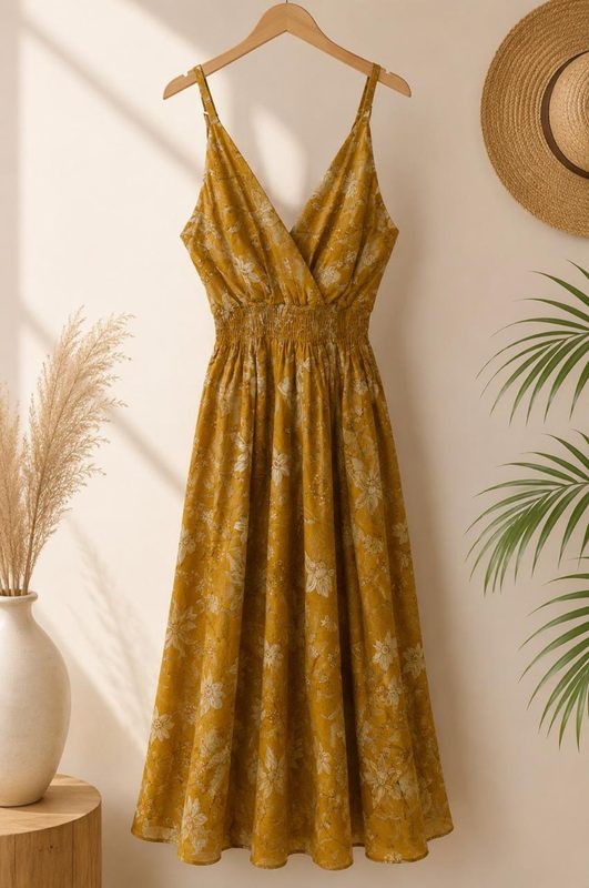 Golden Hour Floral Midi Dress