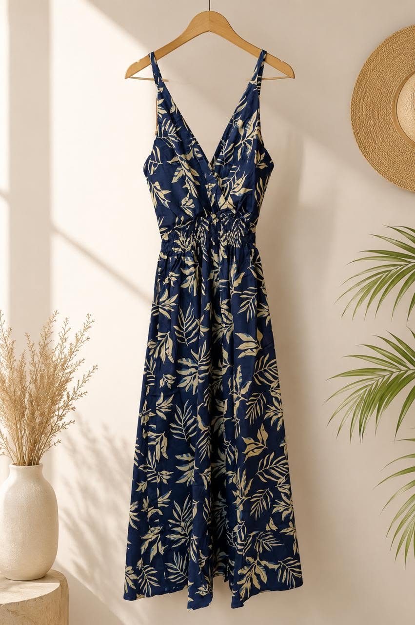 Midnight Botanical Wrap Dress