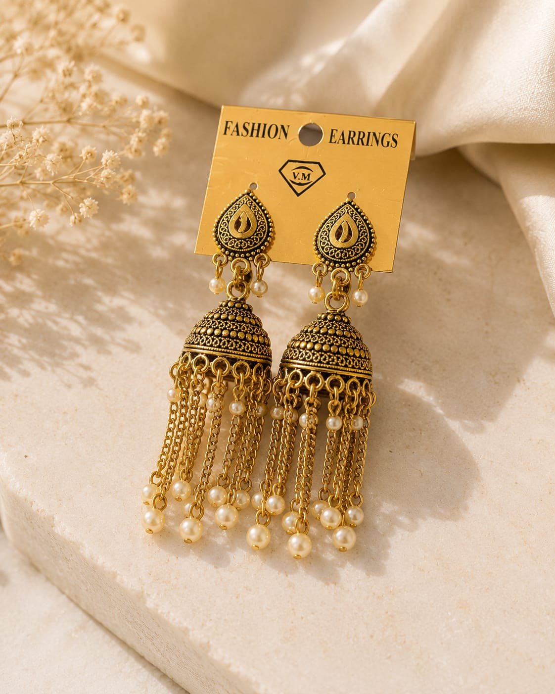 Antique Gold Tassel Jhumka