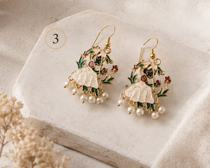 Ivory Dancer Folk Art Earrings