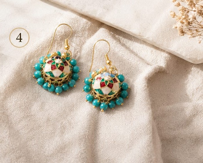 Turquoise Mosaic Folk Earrings