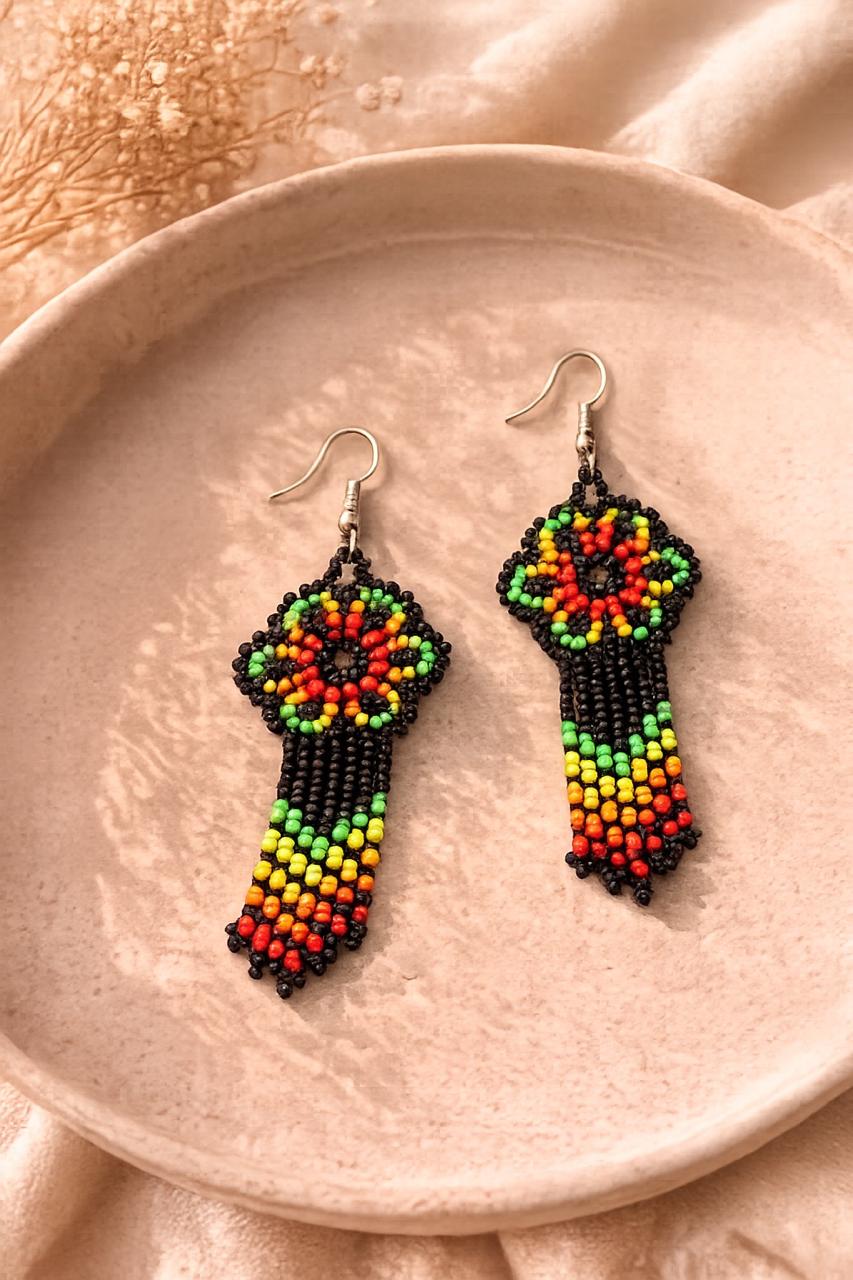 Folk Fringe Beaded Earrings