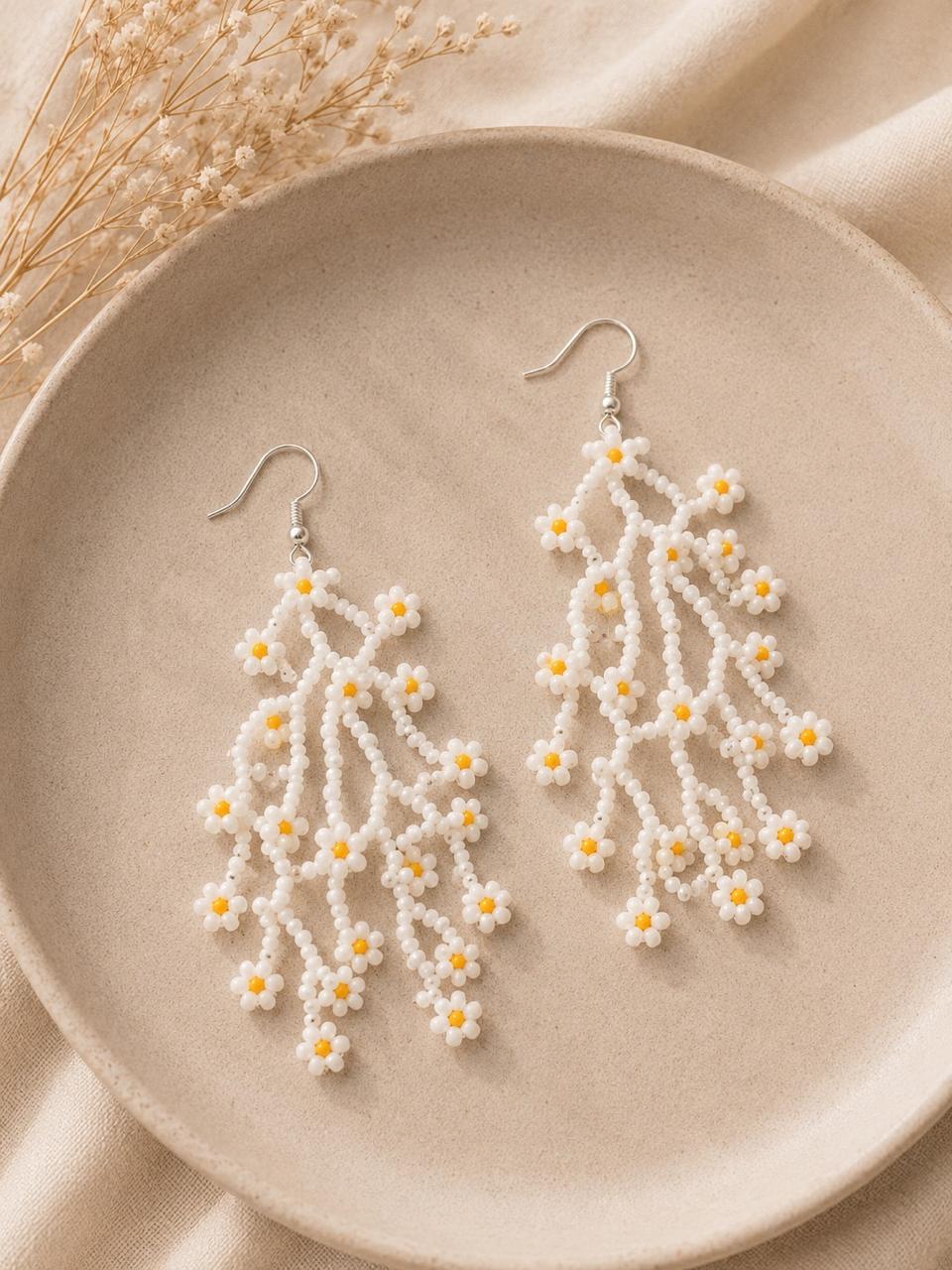 Ivory Daisy Cascade Earrings