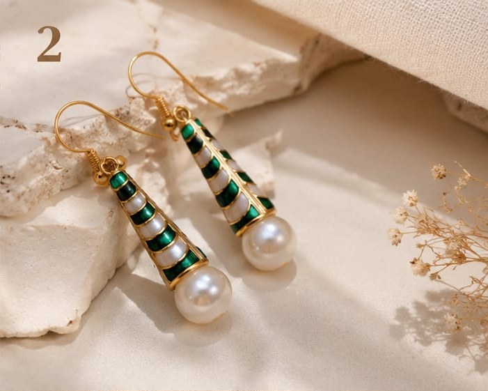 Pearl Meenakari Drop Earrings