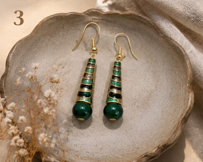 Emerald Meenakari Drop Earrings