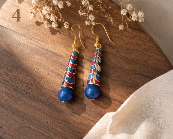 Blue Meenakari Drop Earrings