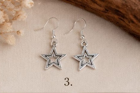 Silver Star Outline Earrings