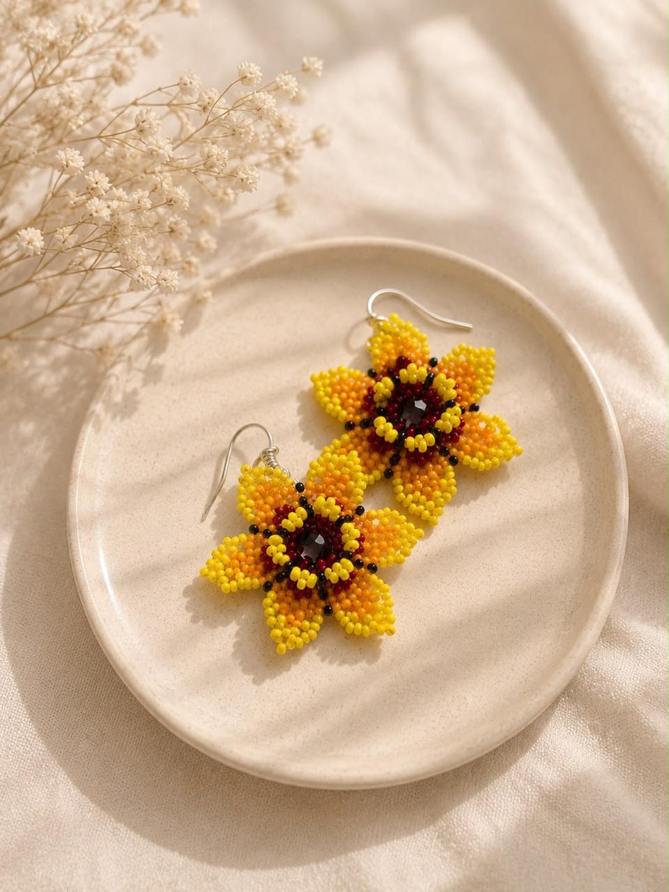 Sunflower Beaded Earrings